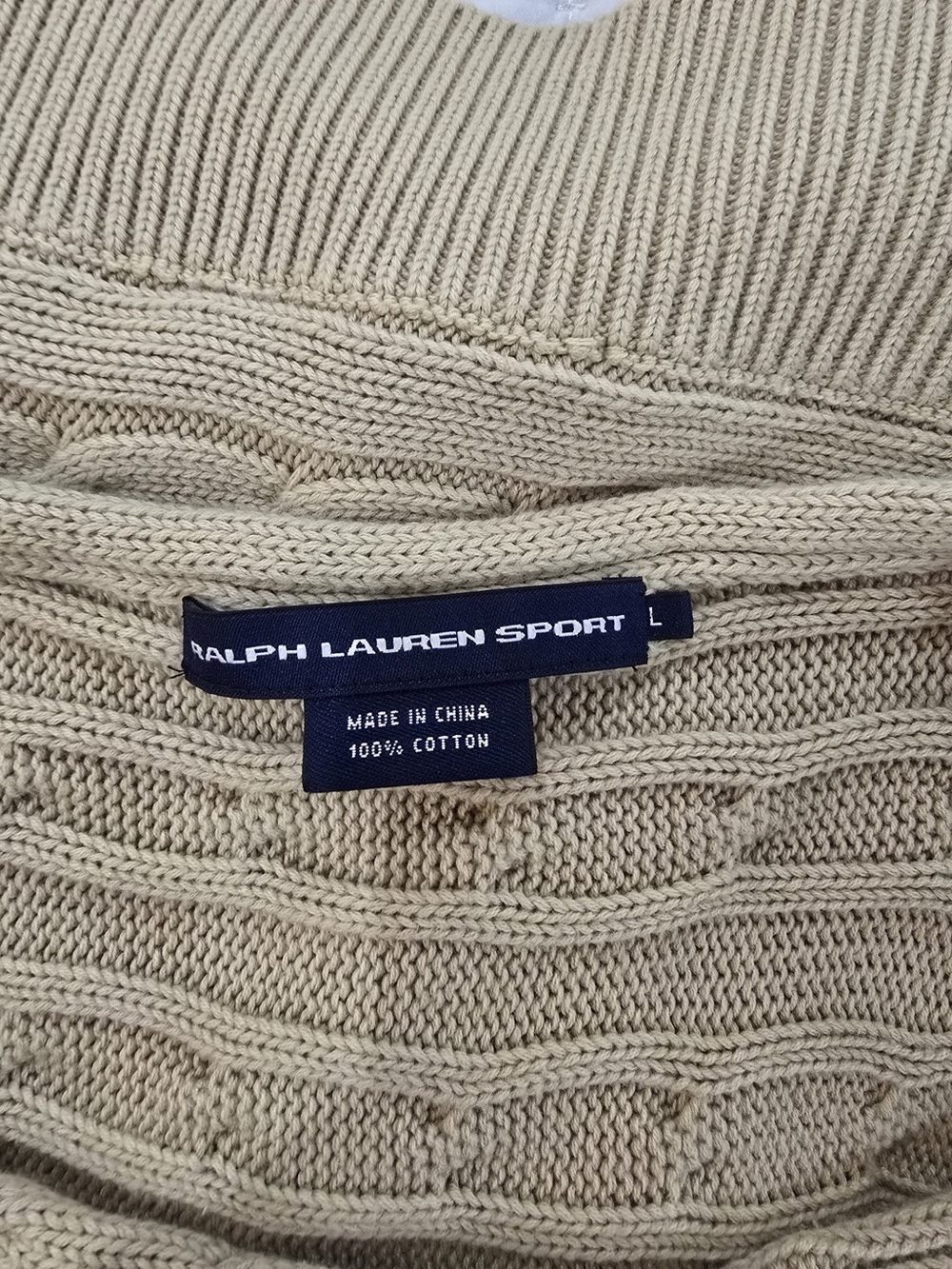Ralph Lauren Sport Cream Cable-Knit Short Sleeve Sweater Size L - Picture 5 of 6